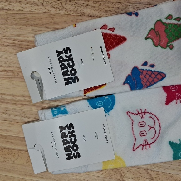 Happy Socks Bundle- Multicolor Cat & Ice Cream Design - Picture 3 of 4